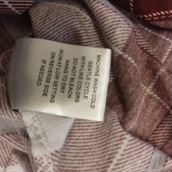 Stella Tweed wm long sleeve burgundy and white plaid button down/up shirt Small - Picture 5 of 12